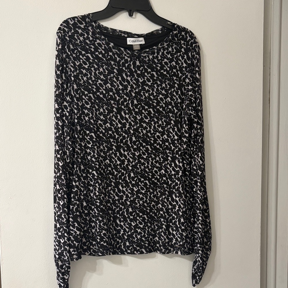 Calvin Klein Monochrome Patterned Long Sleeve Top